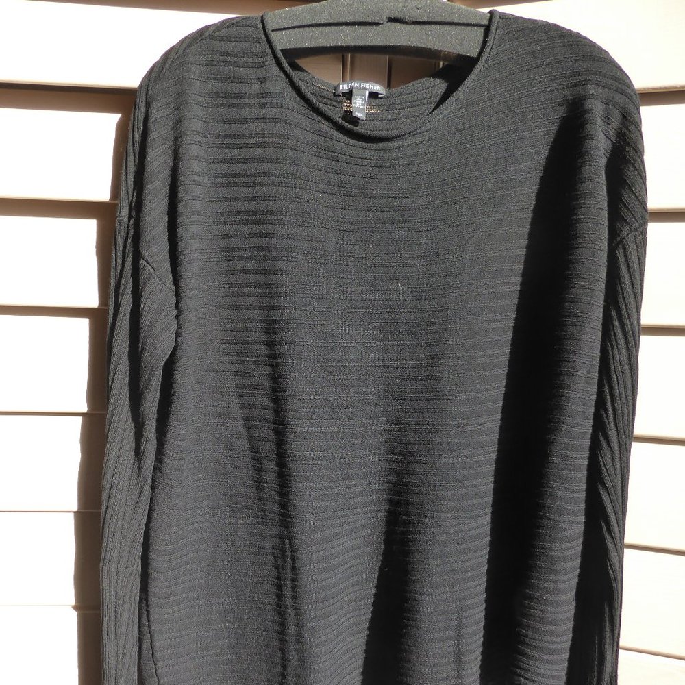 EILLEN FISHER TENCEL KNIT FABRIC ASYMMETRICAL HEM LOOSE FIT TUNIC, SZ M, NEW